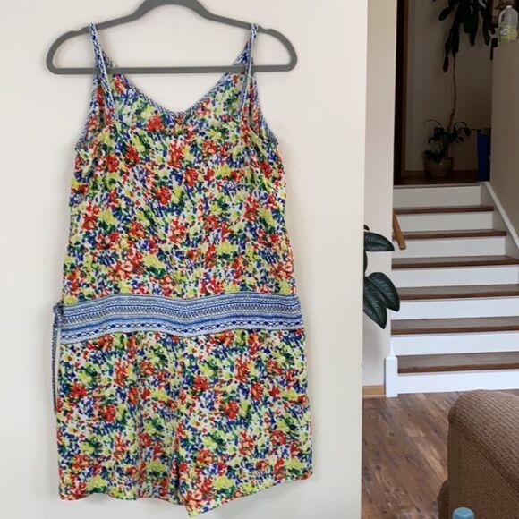 Cabi Fiesta Strappy Floral Romper Coverall Shorts Multi Color Medium - Picture 3 of 12